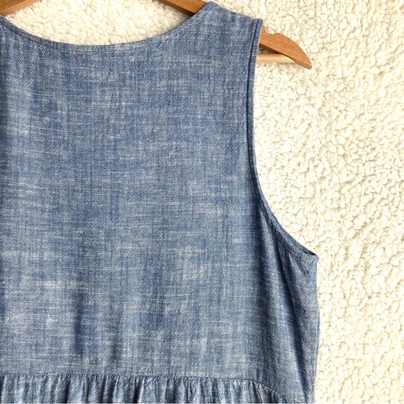 Briggs Women's sleeveless blue linen tiered ruffle dress, Sz L - Picture 14 of 15